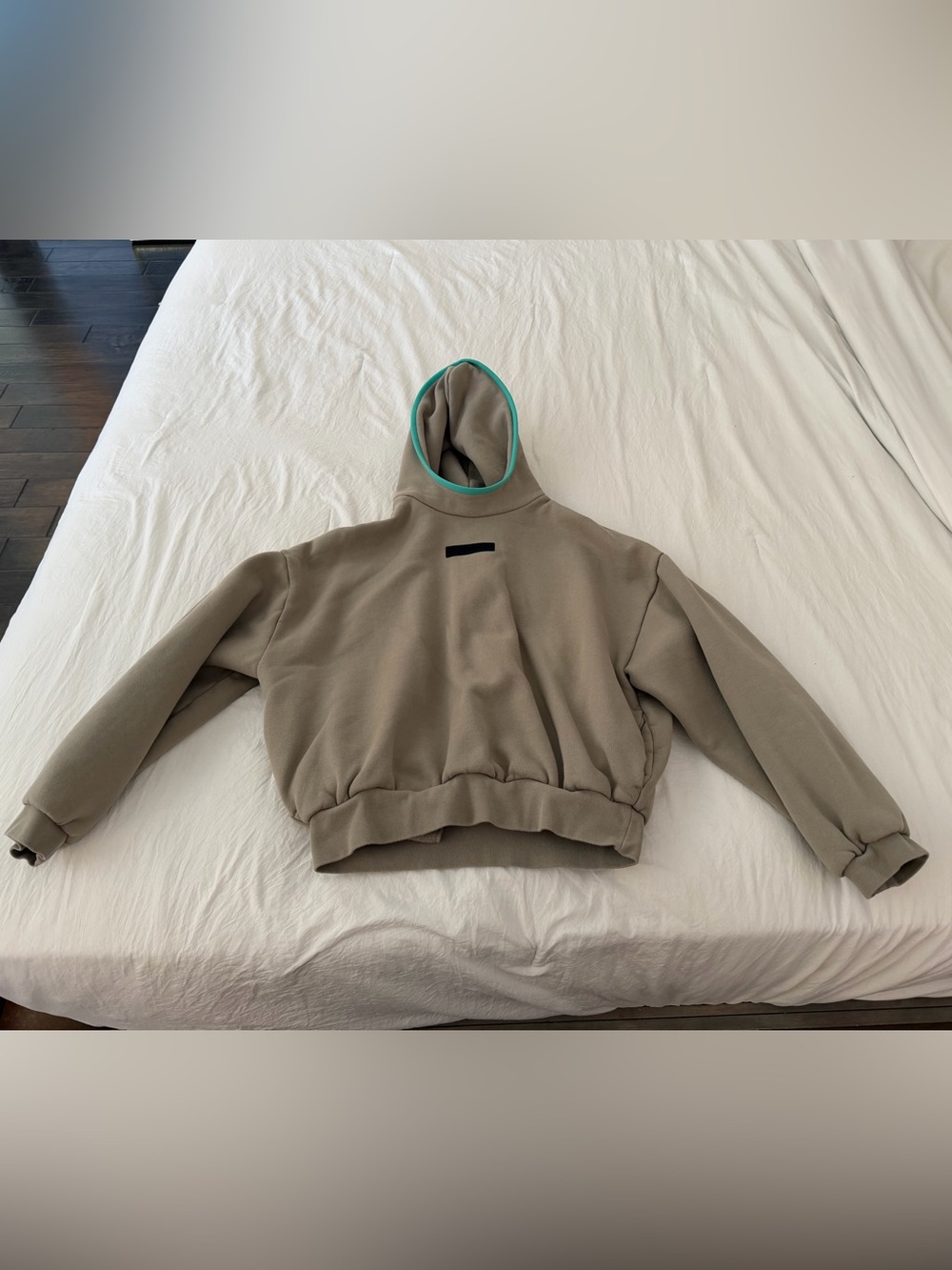 Essentials fear of god Men’s Hoodie Sweatshirt in Taupe with Teal Trim
